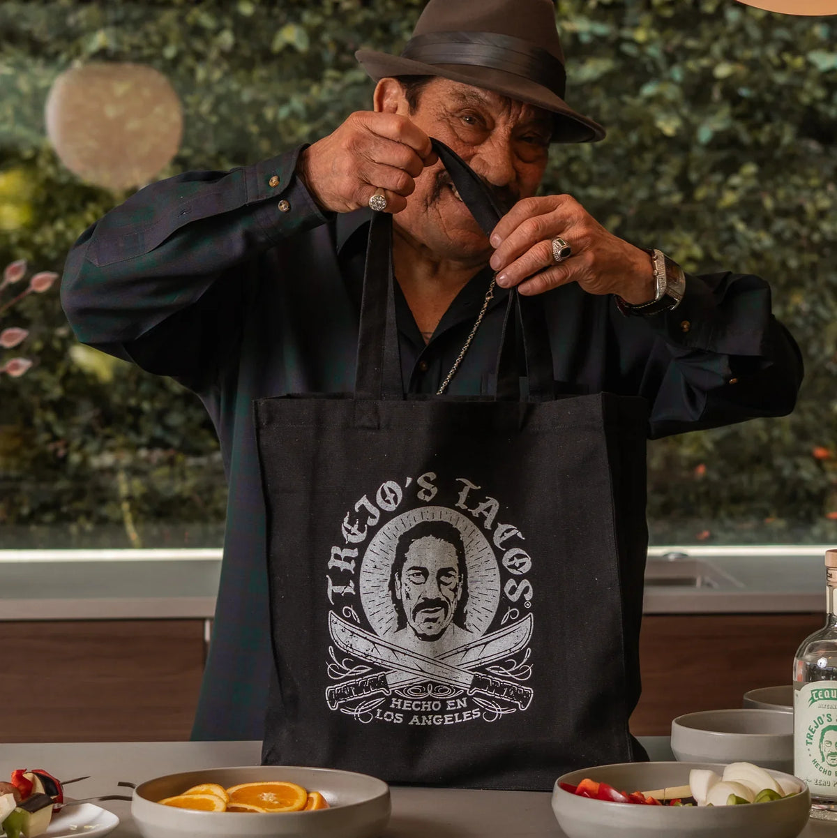Trejo's Tacos Black Canvas Tote with Machete Logo