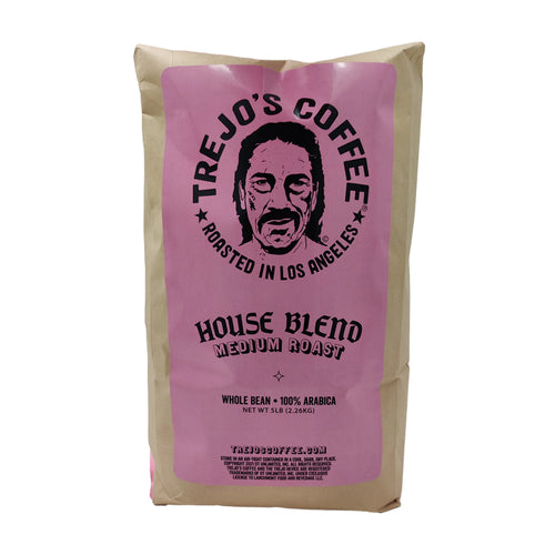5 lb bag of Trejo's House Blend whole bean coffee, medium roast