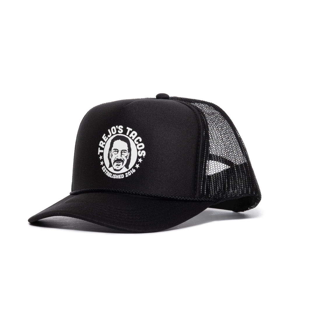 Black Trucker Hat with Printed Logo